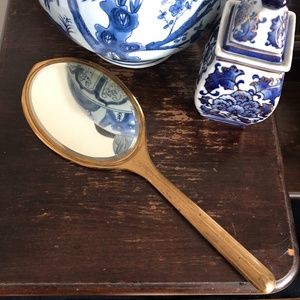 Vintage Gold Tone Hand Held Mirror